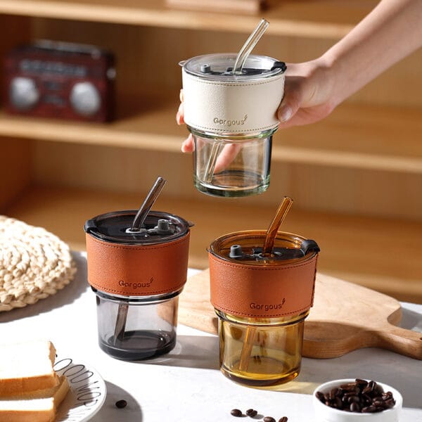 Glass Bamboo Straw Cup