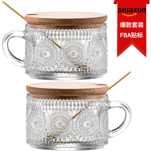 Embossed Glass Coffee Cup